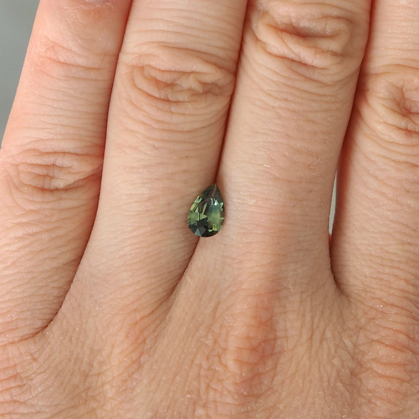0.89ct Green Pear Sapphire