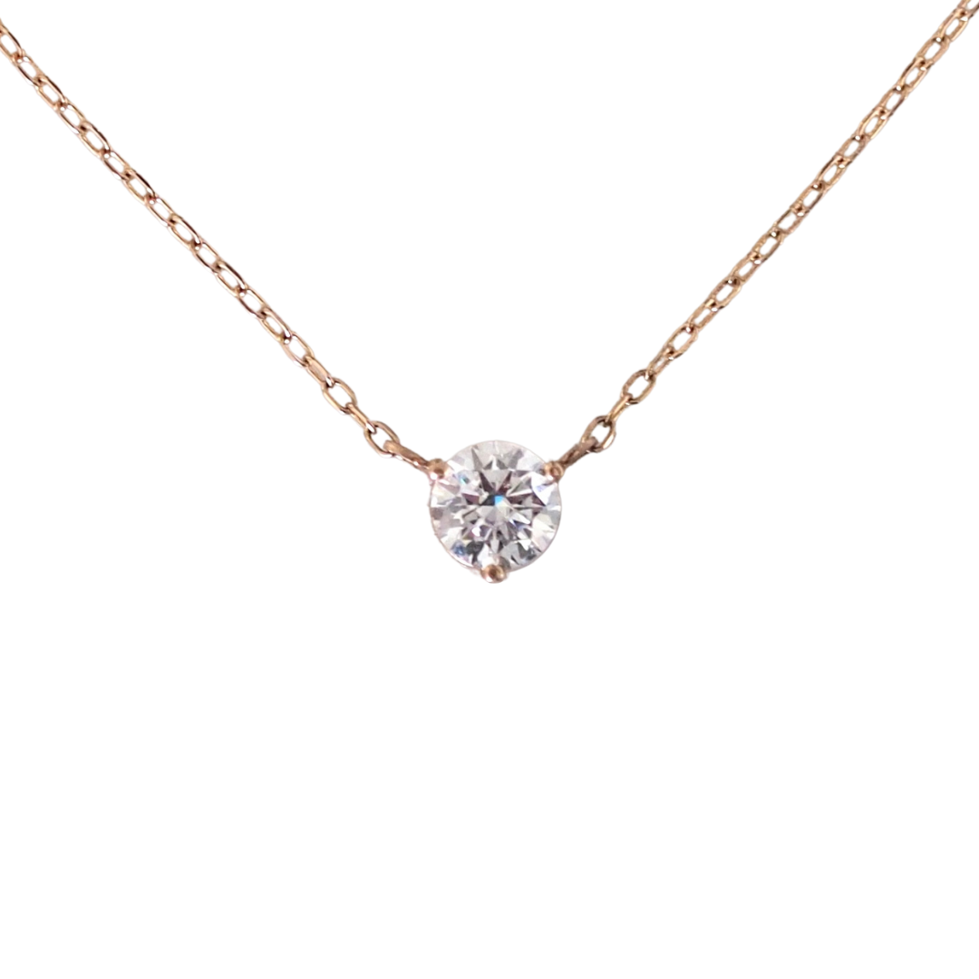 0.5ct Round White Moissanite Floating Gem Necklace