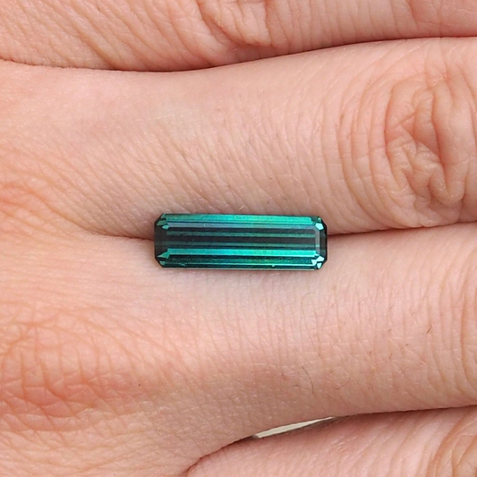 2.02ct Elongated Emerald Cut Teal Tourmaline