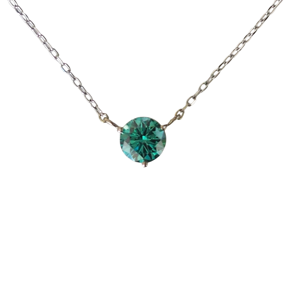 0.75ct Round Green Moissanite Floating Gem Necklace