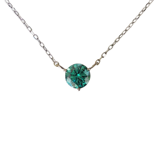 0.75ct Round Green Moissanite Floating Gem Necklace