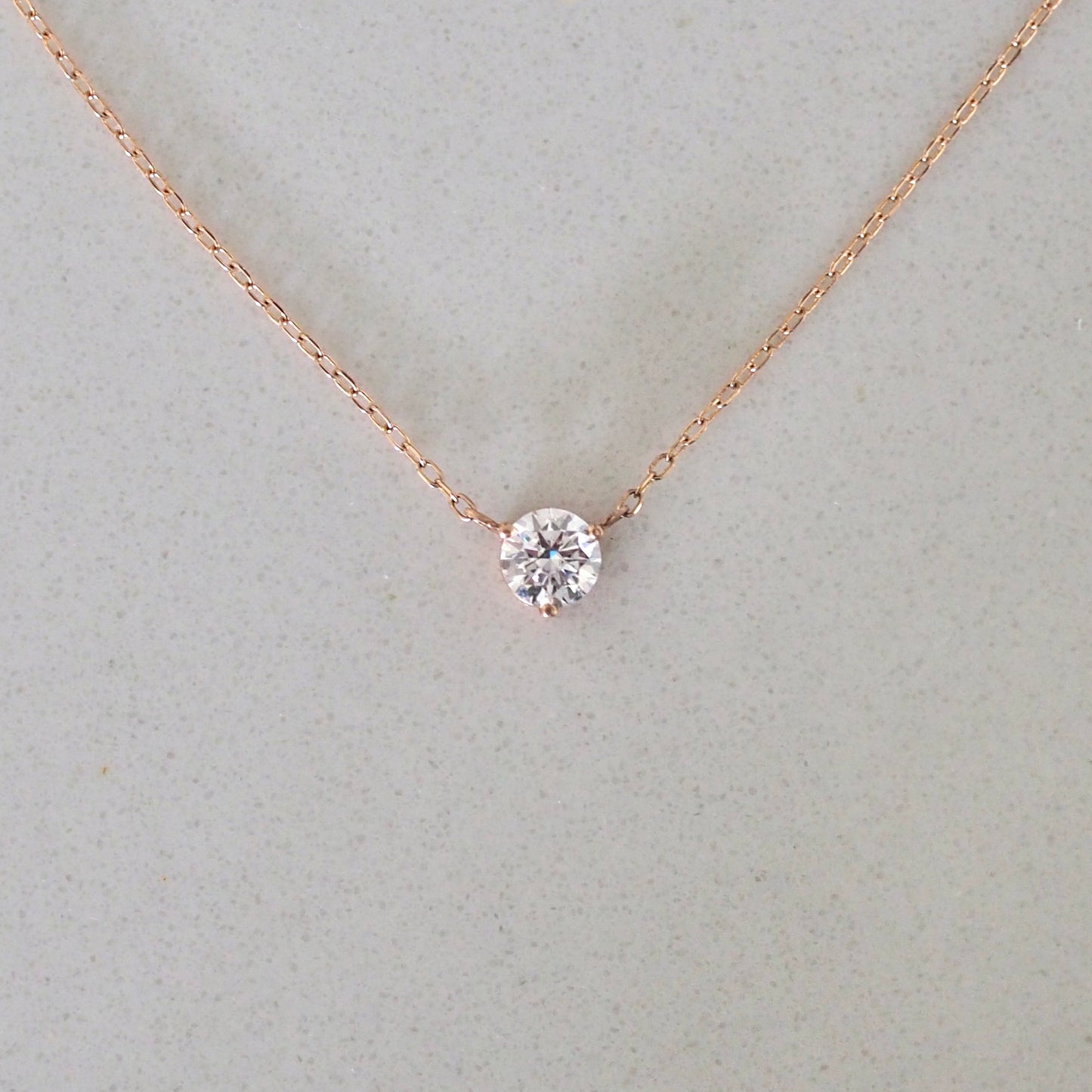 0.5ct Round White Moissanite Floating Gem Necklace