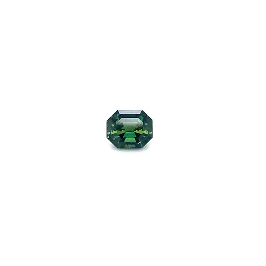 1.33ct Emerald Cut Bicolor Teal Green Sapphire Unity Ring