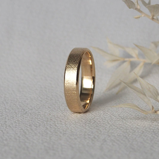 Textured Beveled Edge Ring Band