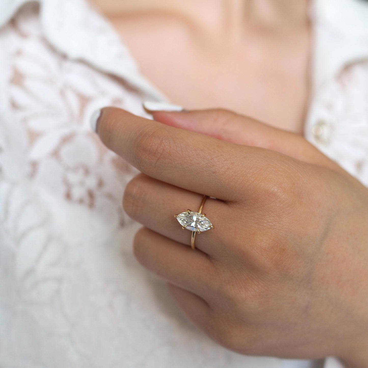 2.0ct Marquise Moissanite Ring