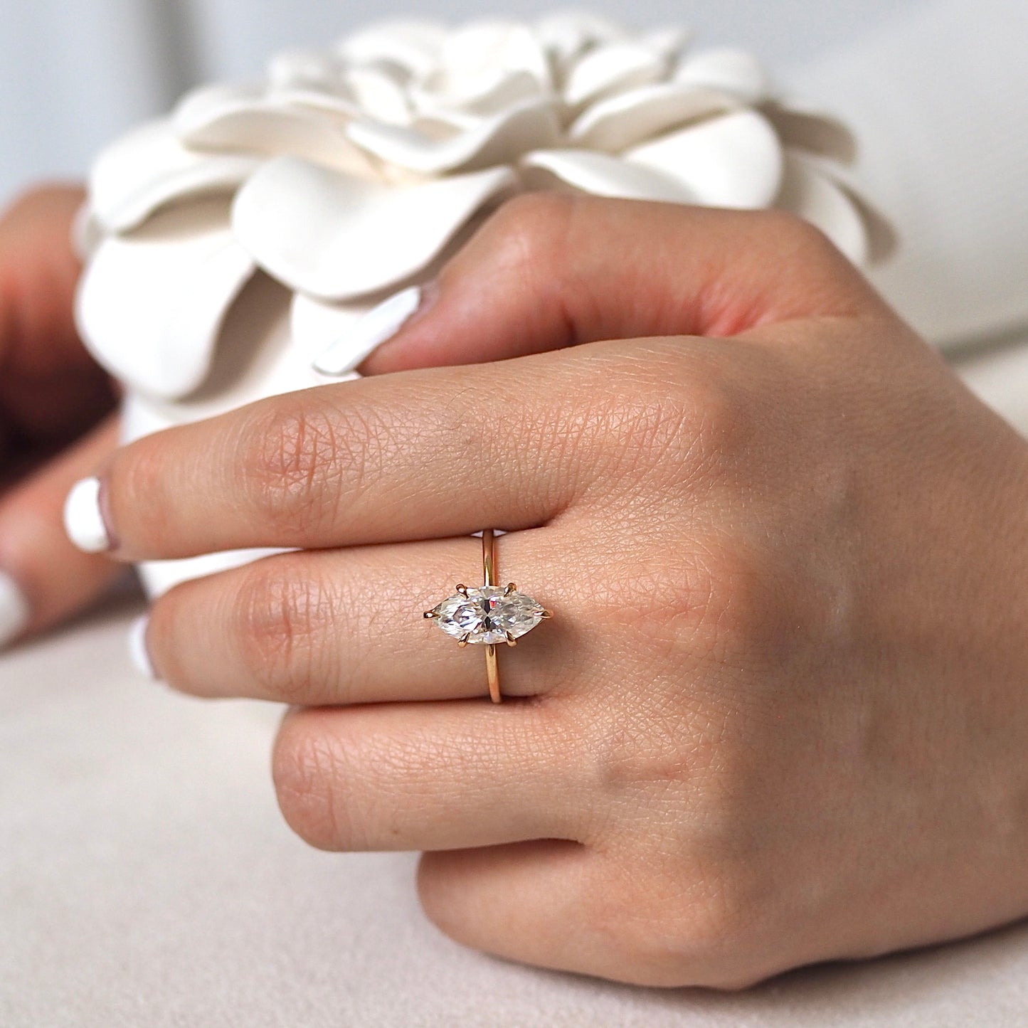 2.0ct Marquise Moissanite Ring