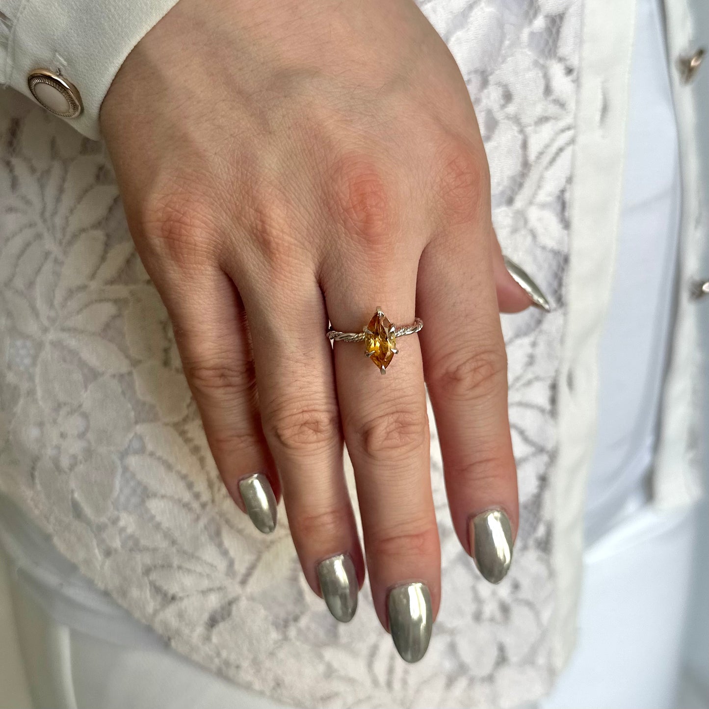 Marquise Citrine Unity Ring