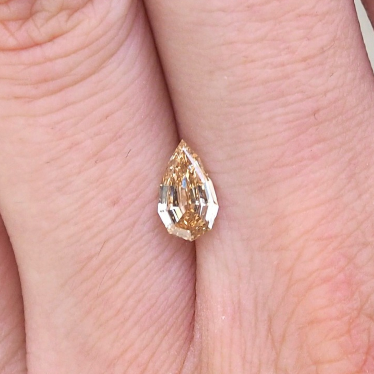 0.52ct Geo Step Cut Pear Champagne Diamond