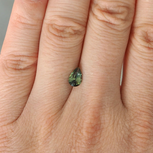 0.89ct Green Pear Sapphire