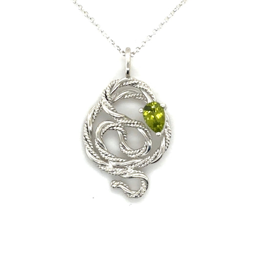 Peridot Snake Necklace • Sterling Silver