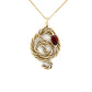 Red Garnet Snake Necklace • 14k Yellow Gold