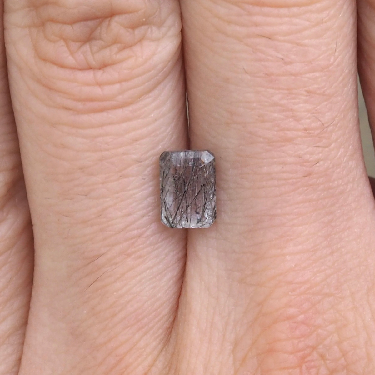 1.05ct Emerald Cut Black Tourmalinated Quartz