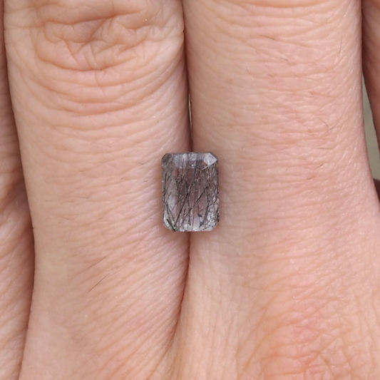 1.05ct Emerald Cut Black Tourmalinated Quartz
