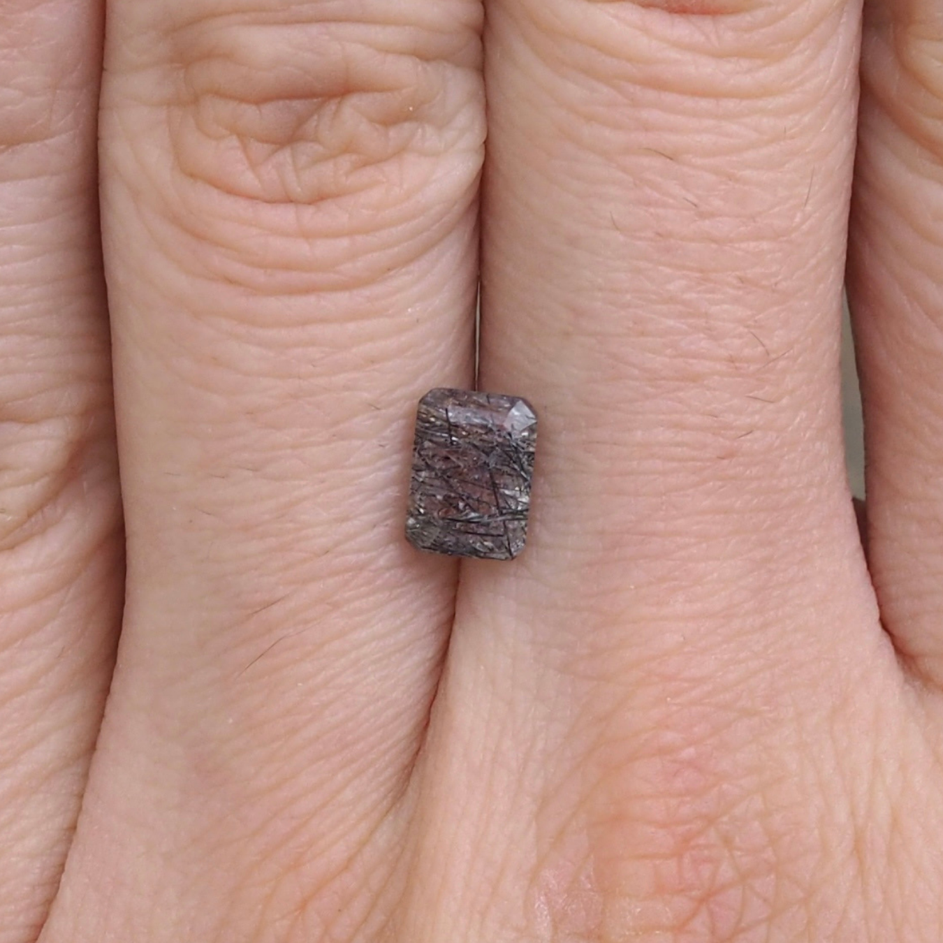 1.06ct Emerald Cut Black Tourmalinated Quartz