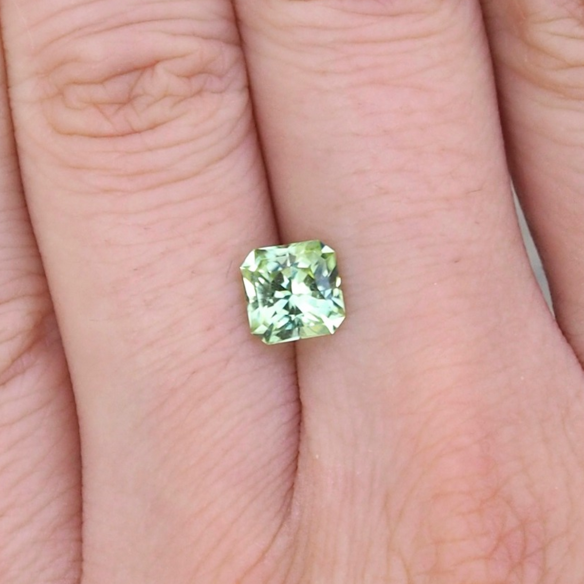 1.38ct Apple Green Square Radiant Cut Peridot