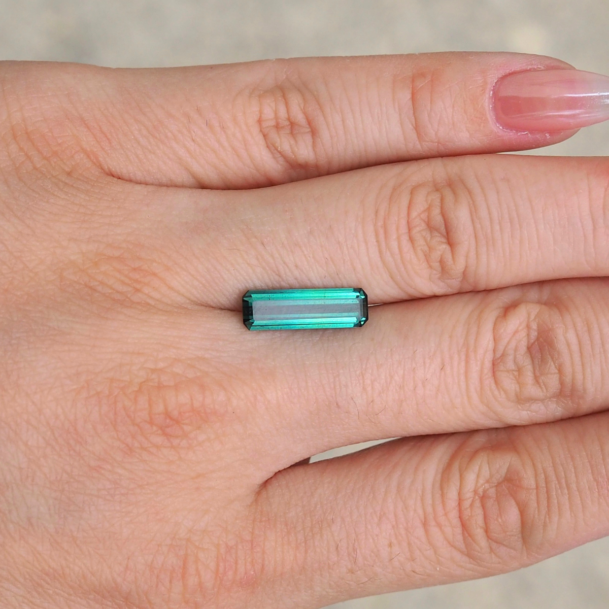 2.02ct Elongated Emerald Cut Teal Tourmaline