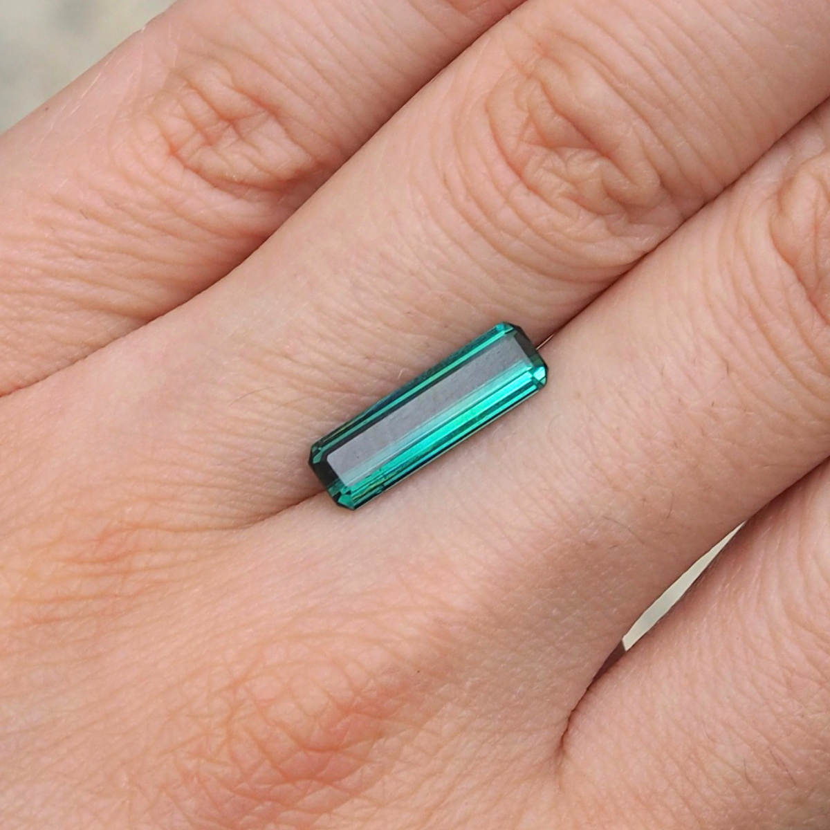 2.02ct Elongated Emerald Cut Teal Tourmaline