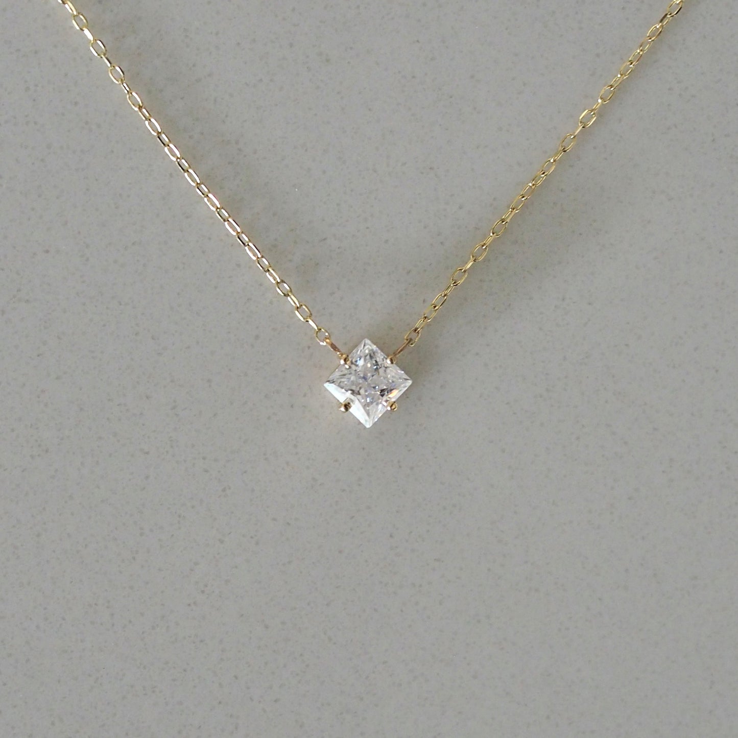 0.8ct Princess Cut Moissanite Floating Gem Necklace