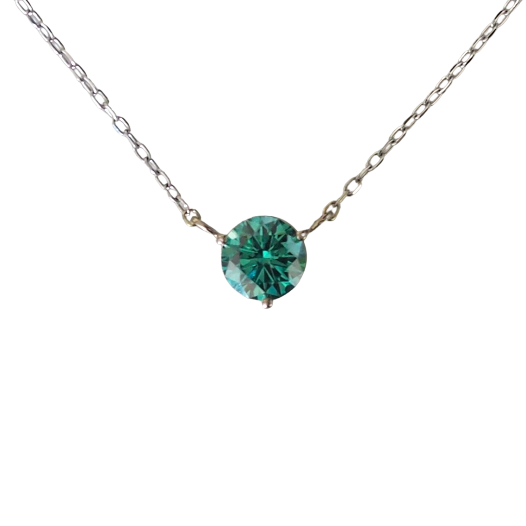 0.8ct Round Green Moissanite Floating Gem Necklace