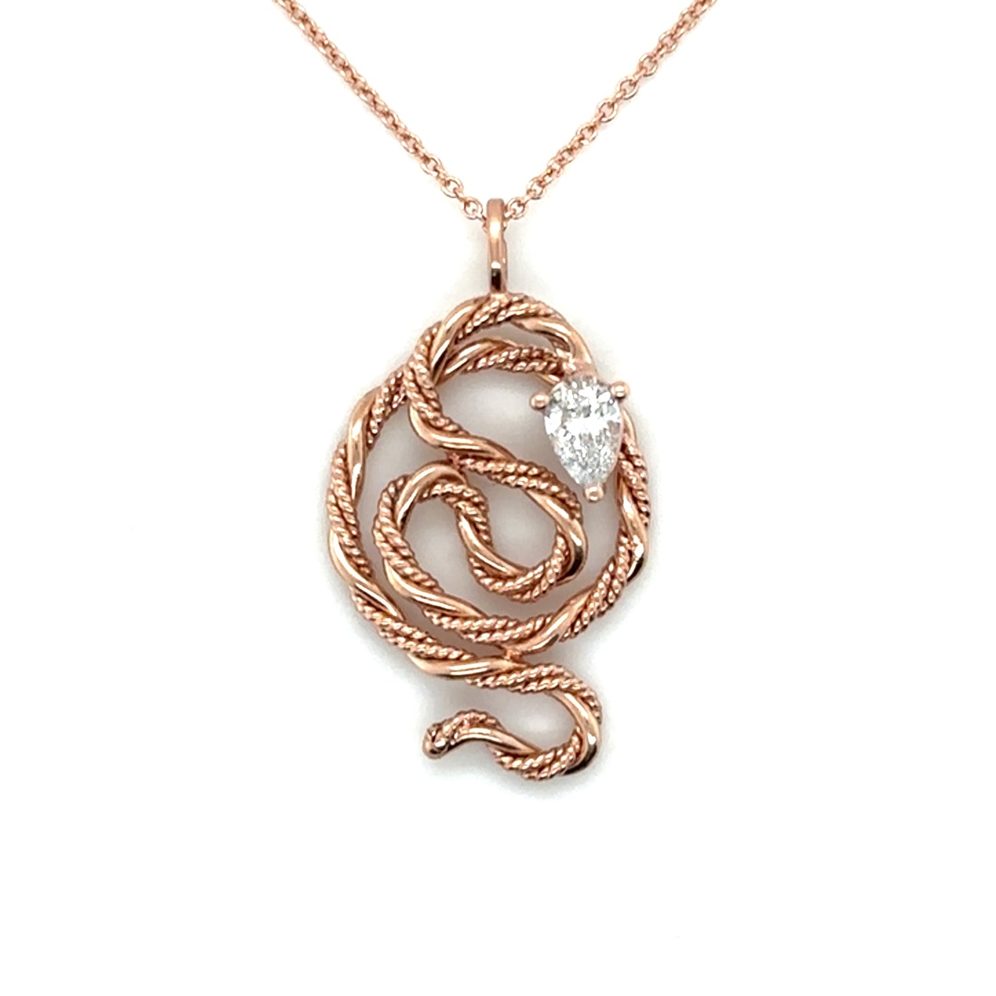 Diamond Snake Necklace • 14k Rose Gold