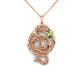 Green Sapphire Snake Necklace • 14k Rose Gold