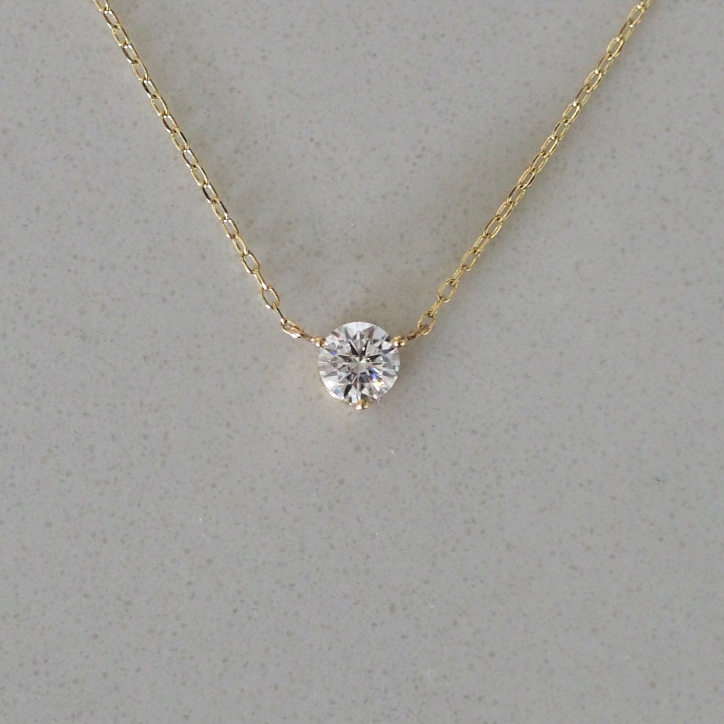 0.5ct Round White Moissanite Floating Gem Necklace