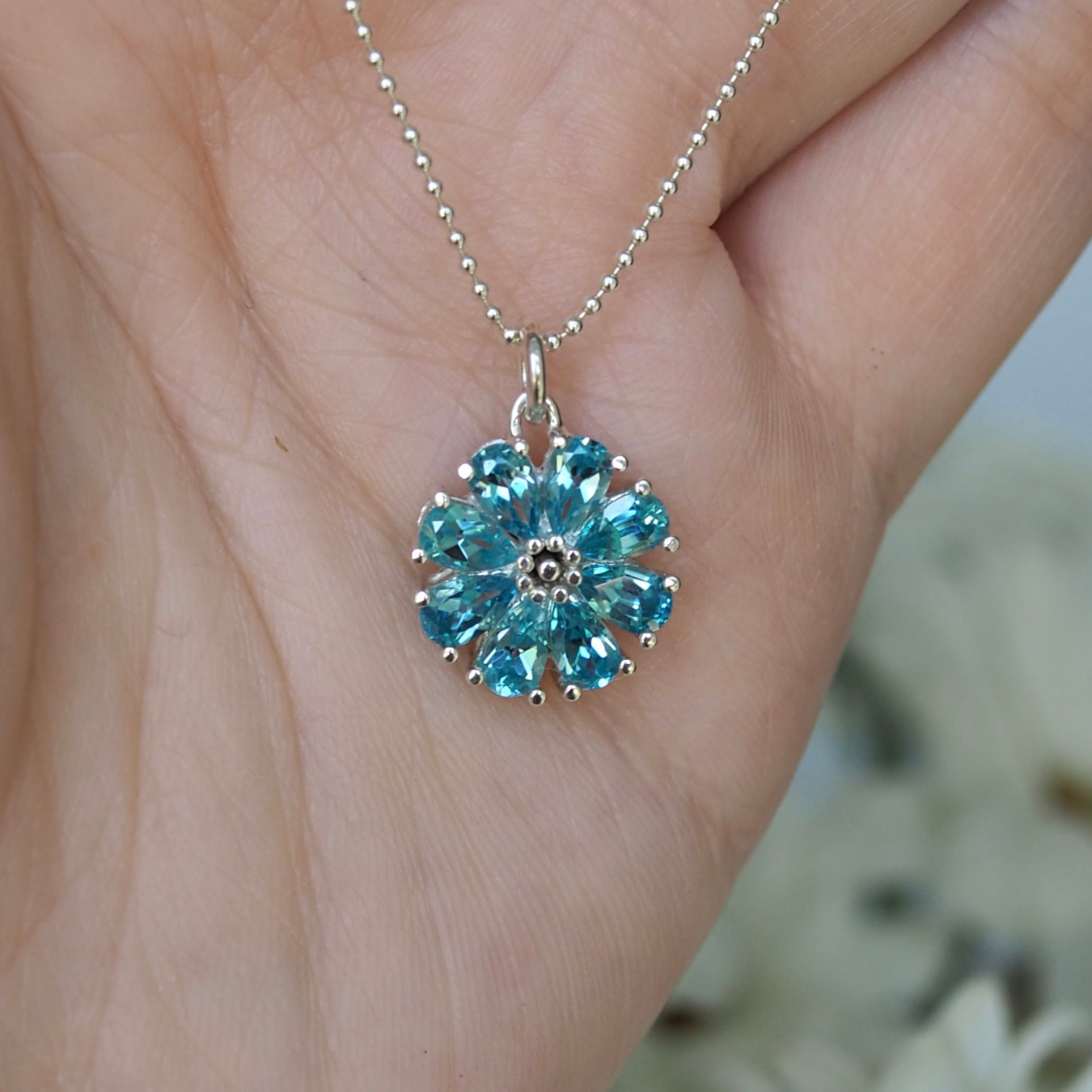 Blue Day's Eye Pendant • Sterling Silver