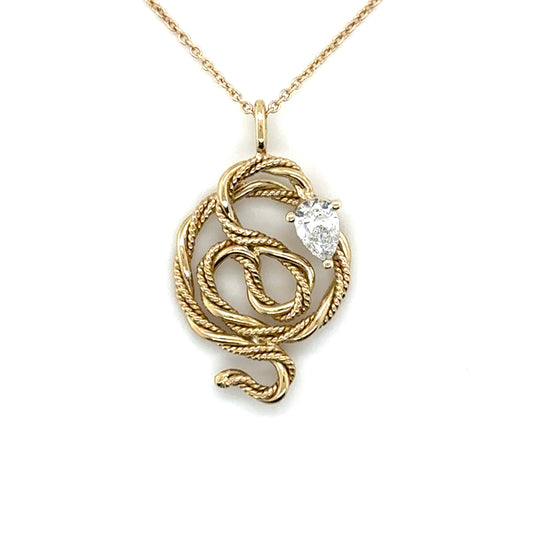 Diamond Snake Necklace • 14k Yellow Gold