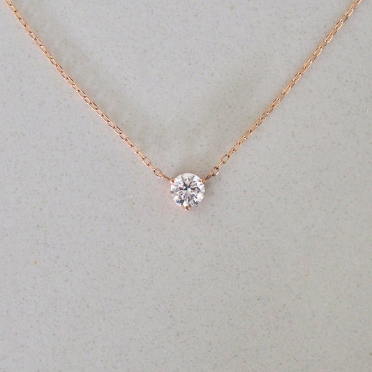 0.5ct Round White Moissanite Floating Gem Necklace