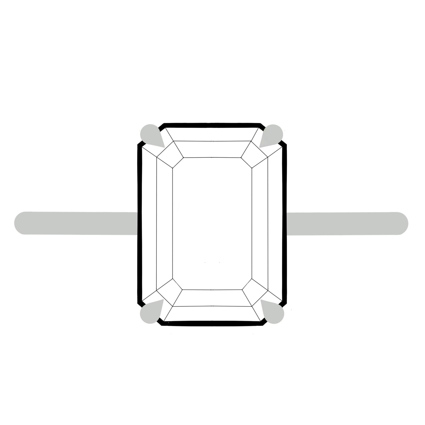 3.0ct Emerald Cut Moissanite Ring