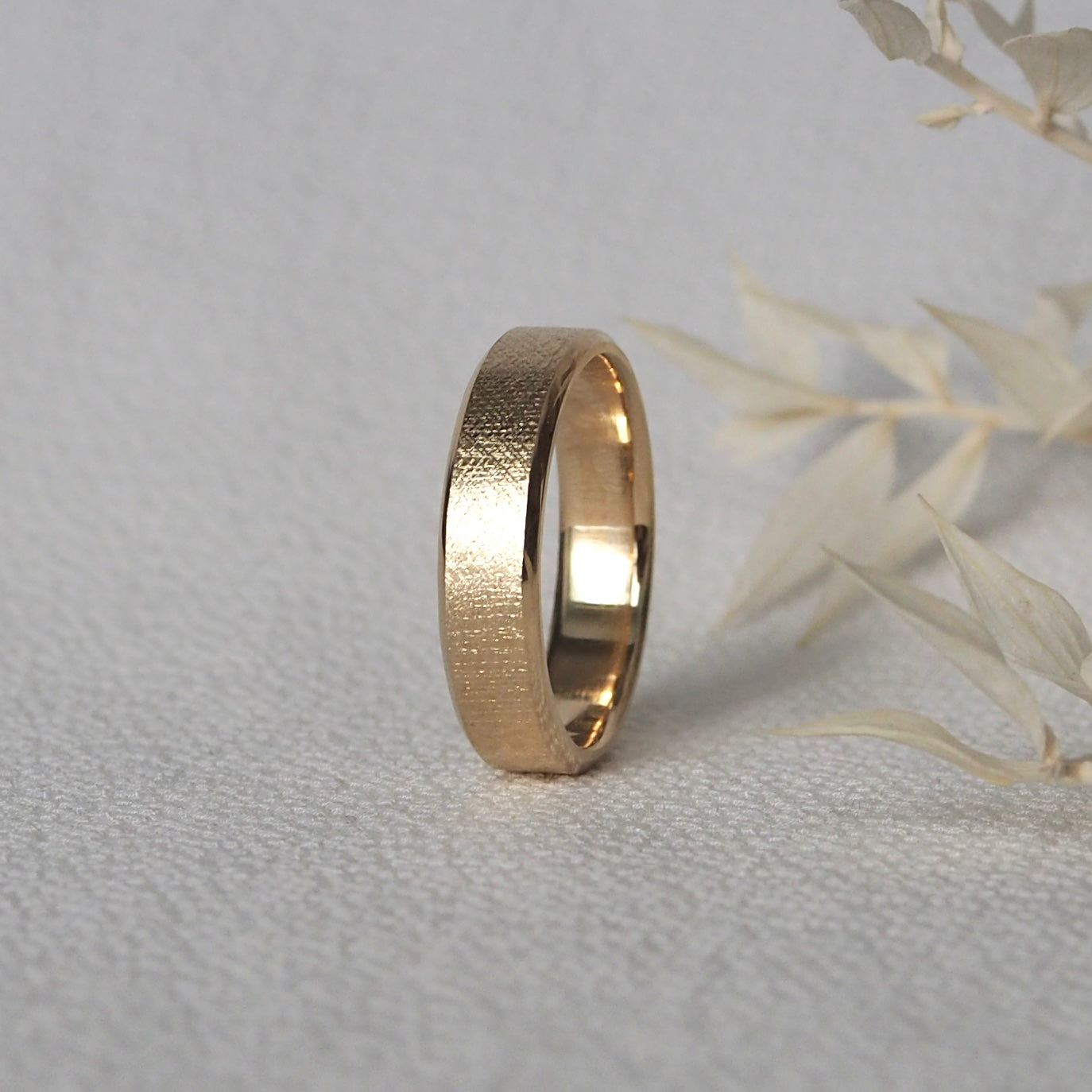 Textured Beveled Edge Ring Band