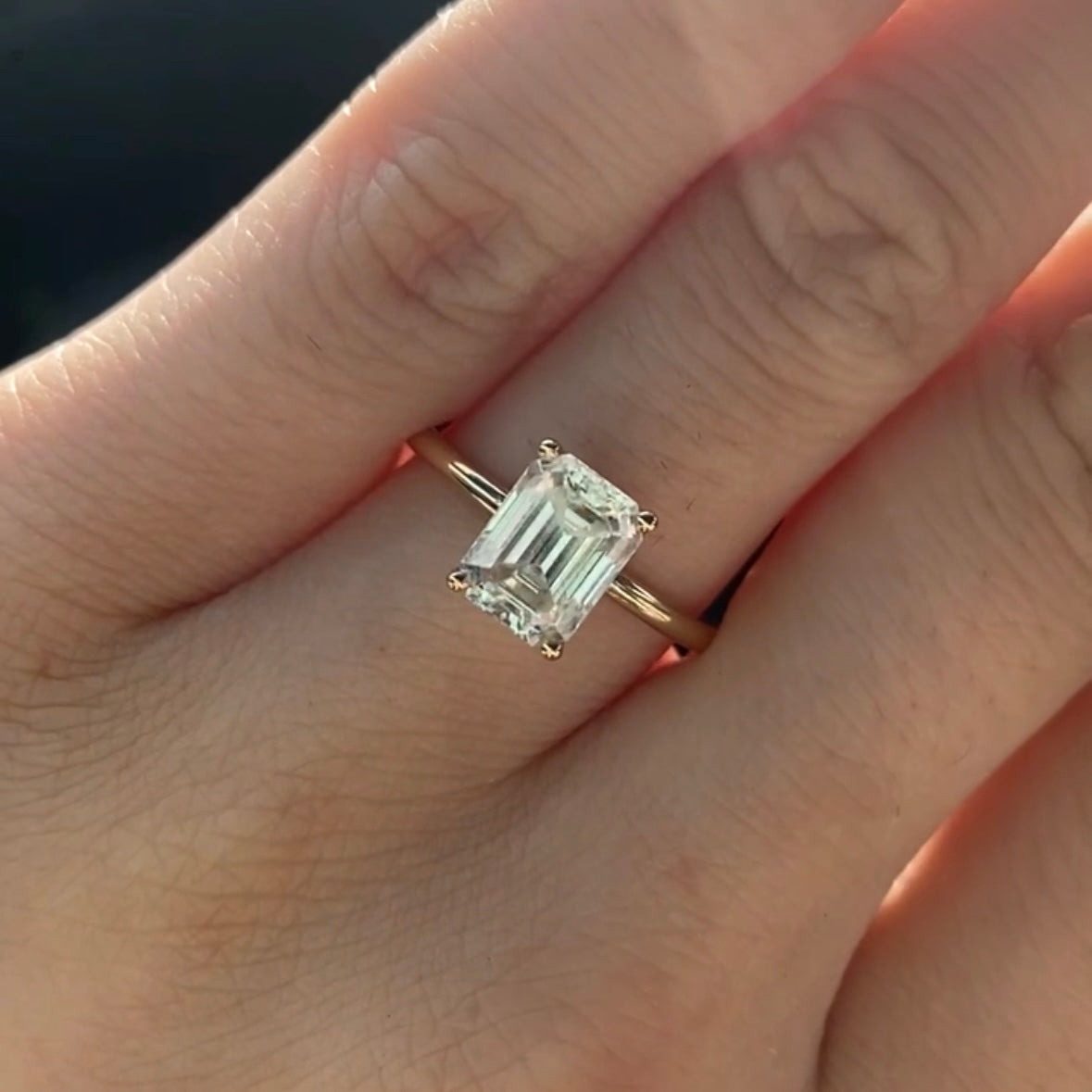 2.0ct Emerald Cut Moissanite Ring