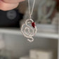 Red Garnet Snake Necklace • Sterling Silver