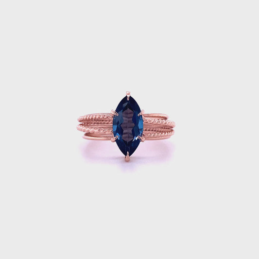 London Blue Topaz Marquise Entwined Ring