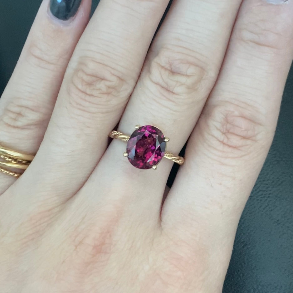 4.06ct Grape Garnet Unity Ring