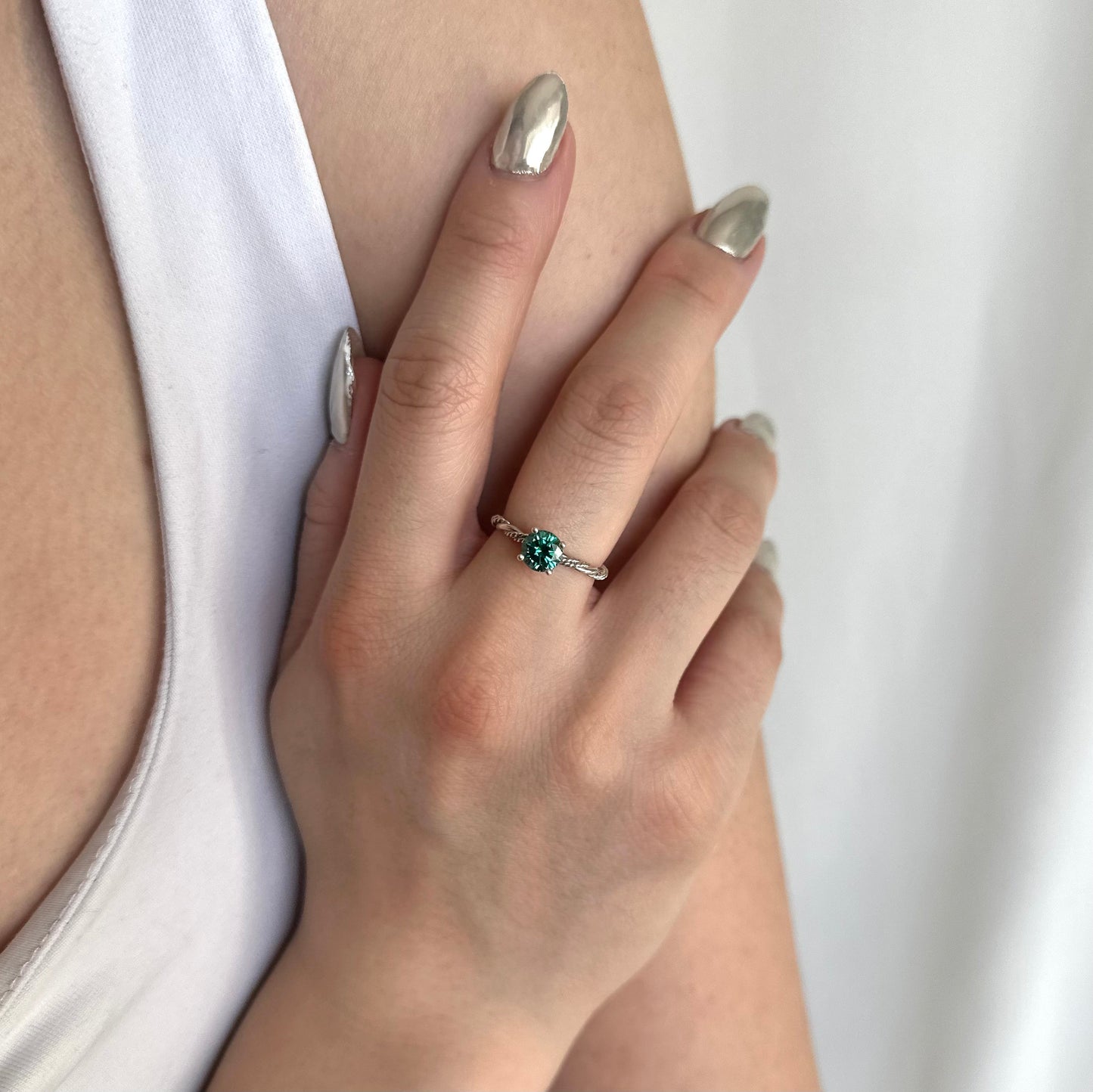 Green Moissanite Unity Ring • RTS