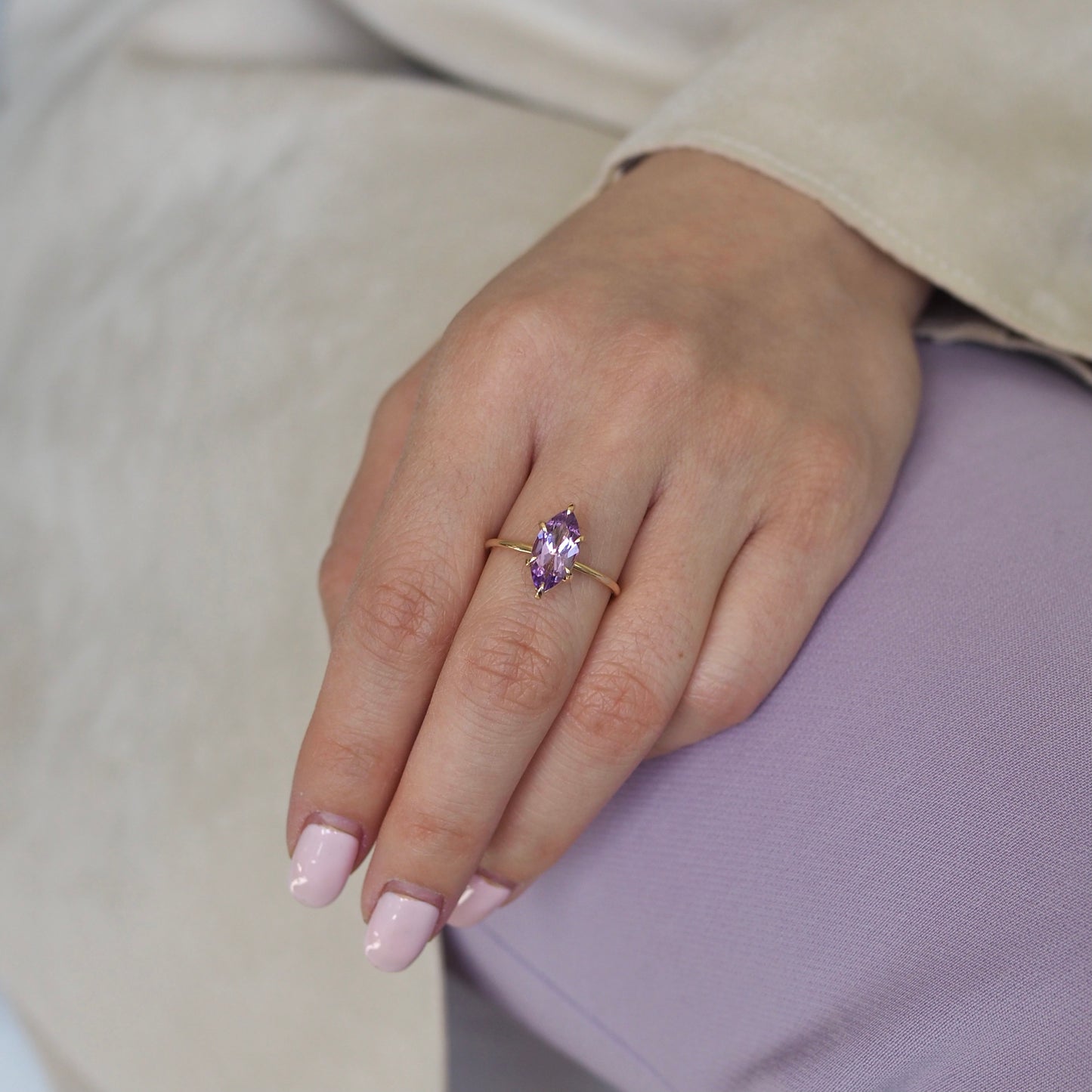 12x6mm Marquise Amethyst Ring