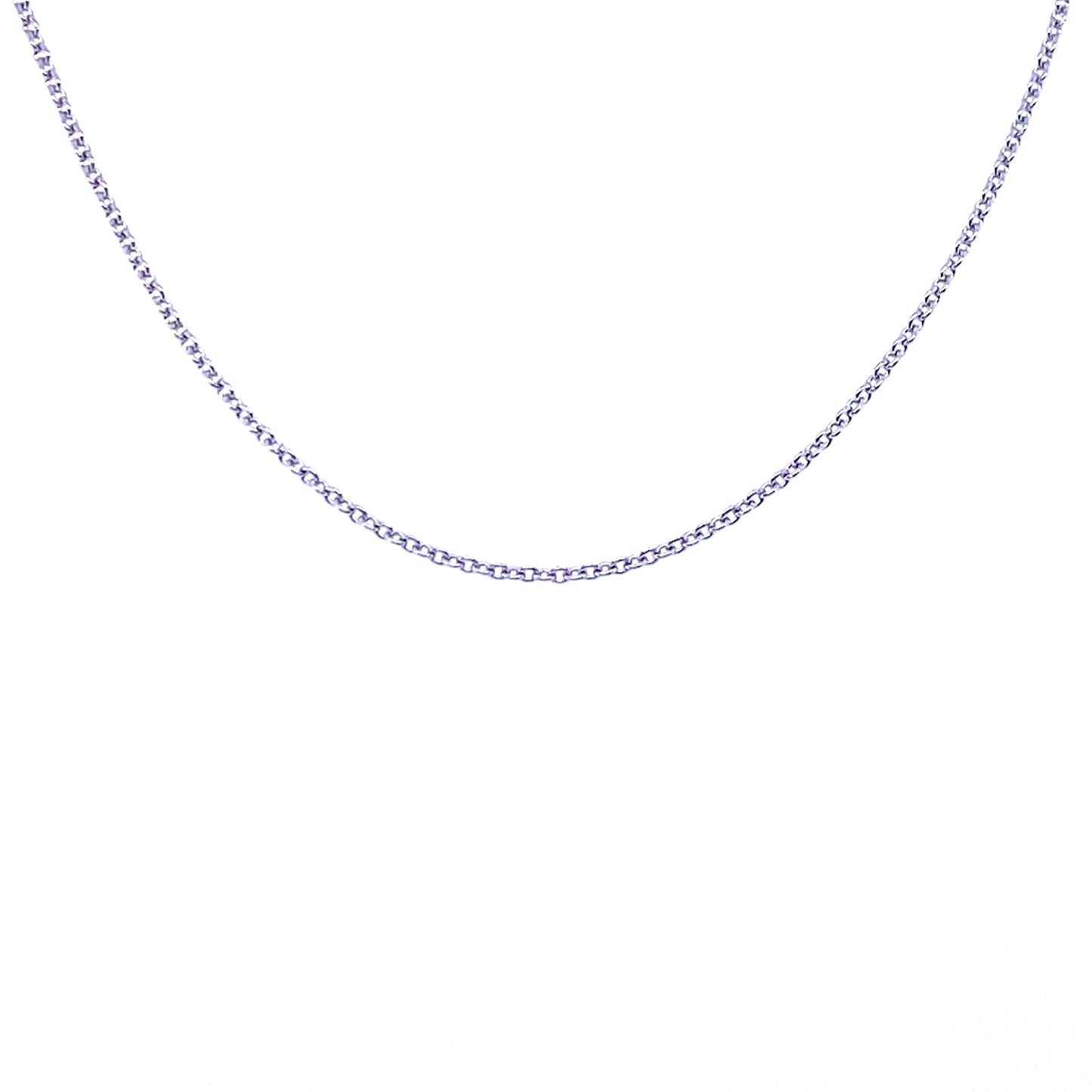 14K White Gold 0.8mm Oval Cable Chain, Adjustable