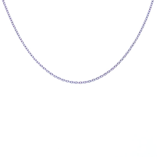 14K White Gold 0.8mm Oval Cable Chain, Adjustable